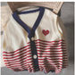 Striped knitted vest for womensleeveless sweater jacket     S5031