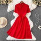 short-sleeved A-line dress elegant long skirt       S5043