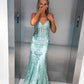V Neck Sequined Tulle Mermaid Prom Dress Formal Party Dress    S5066