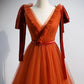 Simple V-Neck Tulle Long Prom Dress, A-Line Formal Evening Dress     S5328
