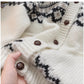Vintage-style round-neck sweater jacket for women jacquard long-sleeved knitted cardigan        S4796