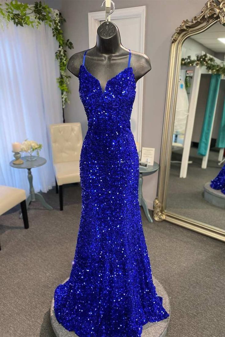 Sparkly Spaghetti Straps Mermaid Prom Dresses Long For Women 2024 Tight Sweetheart Formal Evening Dresses Ball Gowns For Girls    S5206