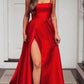 Red Straps Evening Dress,Square Neck Red Formal Gown,Long Graduation Dress     S5134