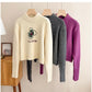 French chic embroidered round neck sweater for women knitted top       S4795