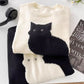 cartoon cat casual and fashionable round neck sweater    S4739
