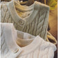 round neck knitted vest for women new retro sleeveless off-shoulder vest jacket    S5035