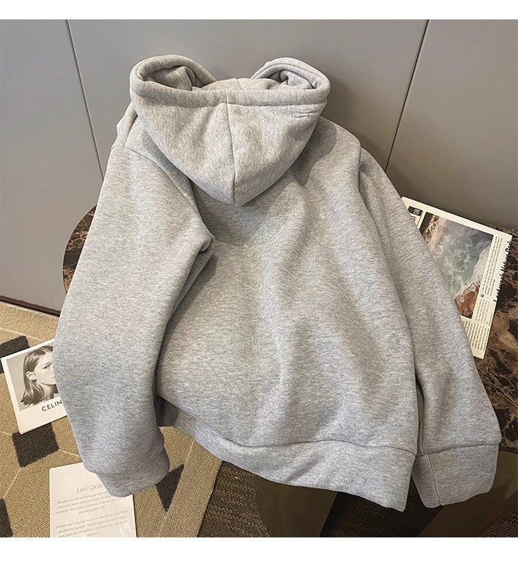 winter hooded sweatshirt for women new trendy casual cardigan jacket       S4936