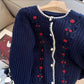 embroidered round neck knitted cardigan for women  long-sleeved sweater jacket    S4828
