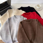 soft solid color casual round neck knitted sweater      S4687
