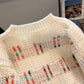 Women's colorful patchwork crew neck sweater    S5051