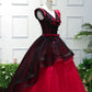 Unique V Neck Tulle Long Prom Dress, Evening Dress       S5195
