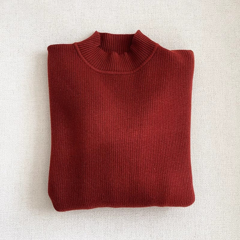 Solid color simple long-sleeved knitted sweater    S4686