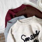 embroidery round neck pullover sweater     S4702