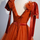 Simple V-Neck Tulle Long Prom Dress, A-Line Formal Evening Dress     S5328