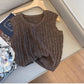 Solid Color Twist Sleeveless Knitted Vest Women's New Style Sweater Vest Trendy      S5033