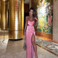 Elegant Dresses For Women Pink Split Sexy Porm Dress      S4992