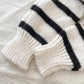 Simple POLO collar striped sweater    S4789
