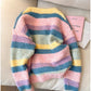 Candy color V-neck rainbow sweater jacket for women knitted cardigan      S4907