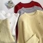 round neck sweater casual solid color sweater top    S4695