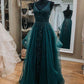 Green Tulle Lace Long Prom Dresses, A-Line Formal Evening Dresses      S5199