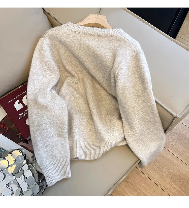 Jacquard round neck sweater for women soft sweater    S4804