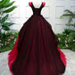 Unique V Neck Tulle Long Prom Dress, Evening Dress       S5195