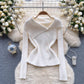 solid color sweater women's irregular design top     S4585