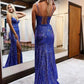 Prom Dresses Sparkle & Shine Dress Formal Sleeveless V Neck Sequined Backless with Glitter Sequin      S5235