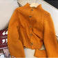 Blue Sweater Jacket Women's Fashionable Short Knitted Cardigan    S4833