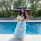 Light Blue Tulle Layered Long Prom Dress Elegant Evening Dress     S5160