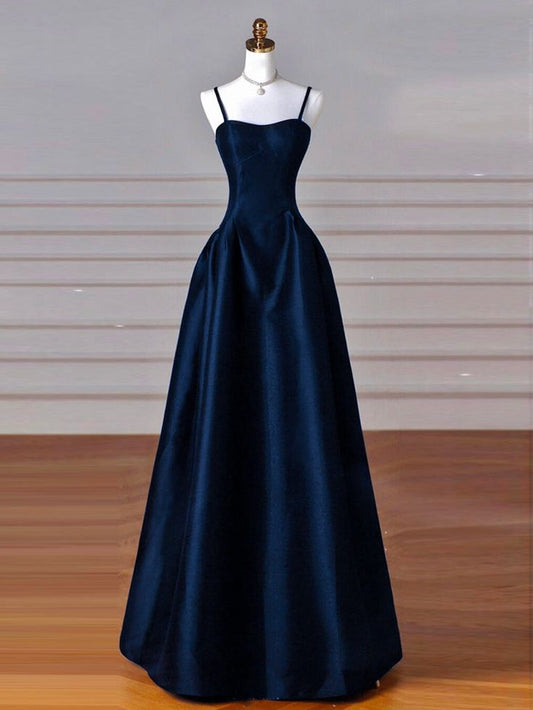 Simple A-Line Satin Long Prom Dress, Long Formal Dress       S5275