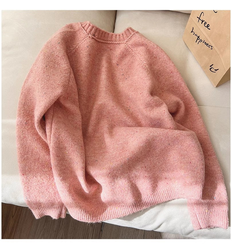 Round neck long-sleeved sweater jacket for women soft knitted cardigan   S4834