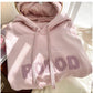 Sweet pink hooded sweatshirt for women embroidered top     S4933