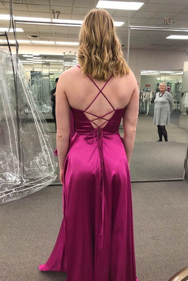 Simple Style V-neck Spaghetti Straps Backless Long Prom Dresses      S5080