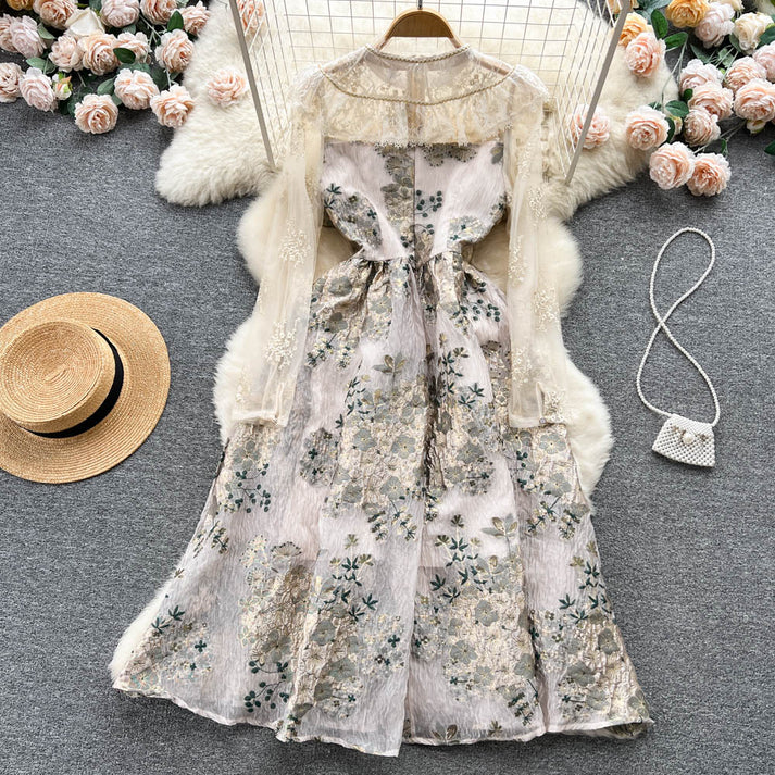Retro Lace Long-sleeved Dress Women's Summer New Lolita Princess Dress     S4945