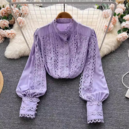 design long-sleeved shirt tops for women beautiful shirts     S4626