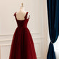 A-Line Tulle Sweetheart Straps Long Formal Dress, Wine Red Evening Dress Prom Dress        S5177