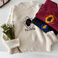 flower embroidery design casual soft round neck sweater top     S4716