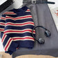 striped round neck long-sleeved sweater     S4773