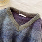 Designed gradient sweater V-neck long-sleeved knitted top     S4775