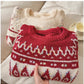 Christmas Jacquard Sweater Women's Round Neck Knitted Top     S4847