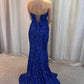 Sweetheart Royal Blue Sequin Mermaid Long Prom Dress with Lace Up Back       S5321