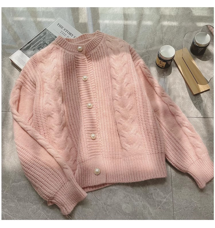 Sweater jacket women's chic soft long-sleeved knitted cardigan top      S4841