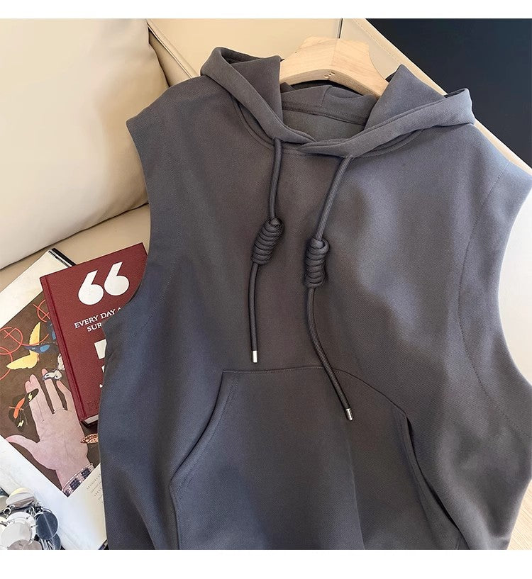 Sleeveless hooded sweatshirt for women new pullover vest trend    S5017