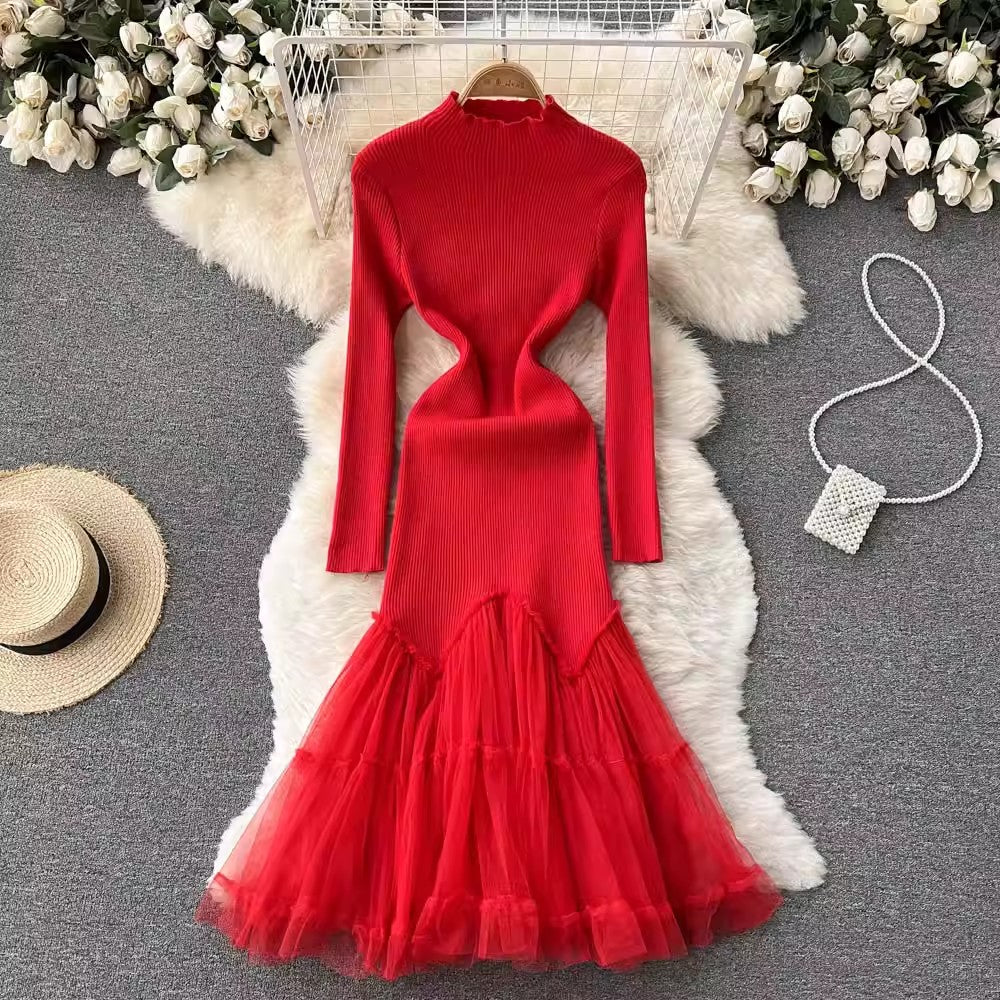 fairy dress knee-length knitted fishtail long skirt trendy      S4547