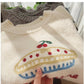 Sweet embroidered round neck sweater for women round neck sweater    S4829
