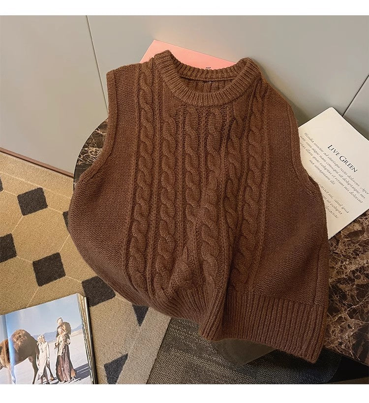 sweater vest for women new retro knitted vest outer wear      S5032