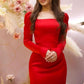 Red long formal prom dress     S5036