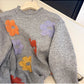 Sweet flower embroidered round neck sweater jacket for women    S4917