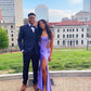 Purple Strapless Appliques Long Prom Dress with Slit     S5107